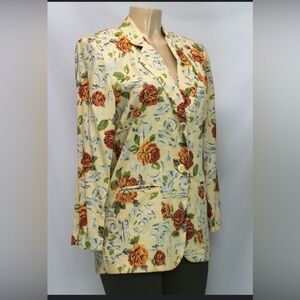 Jaclyn Smith Floral Blazer with Orange and Green Accents